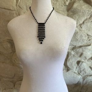 Black Beaded Necklace- Vintage Inspired Look